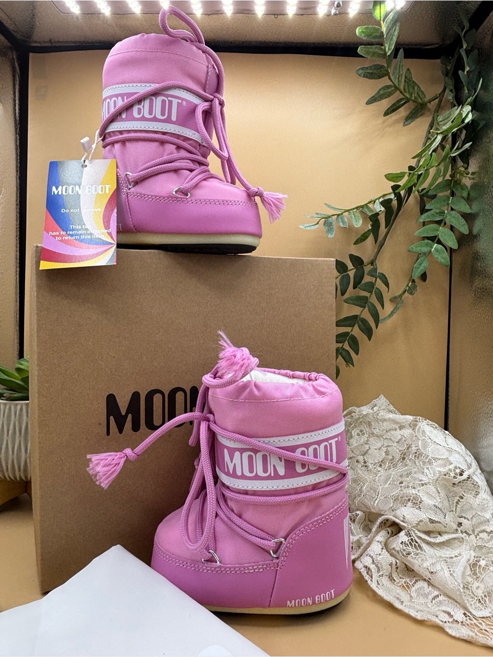 Moon Boot Kids Pink Snow Boots - Cozy Winter Style